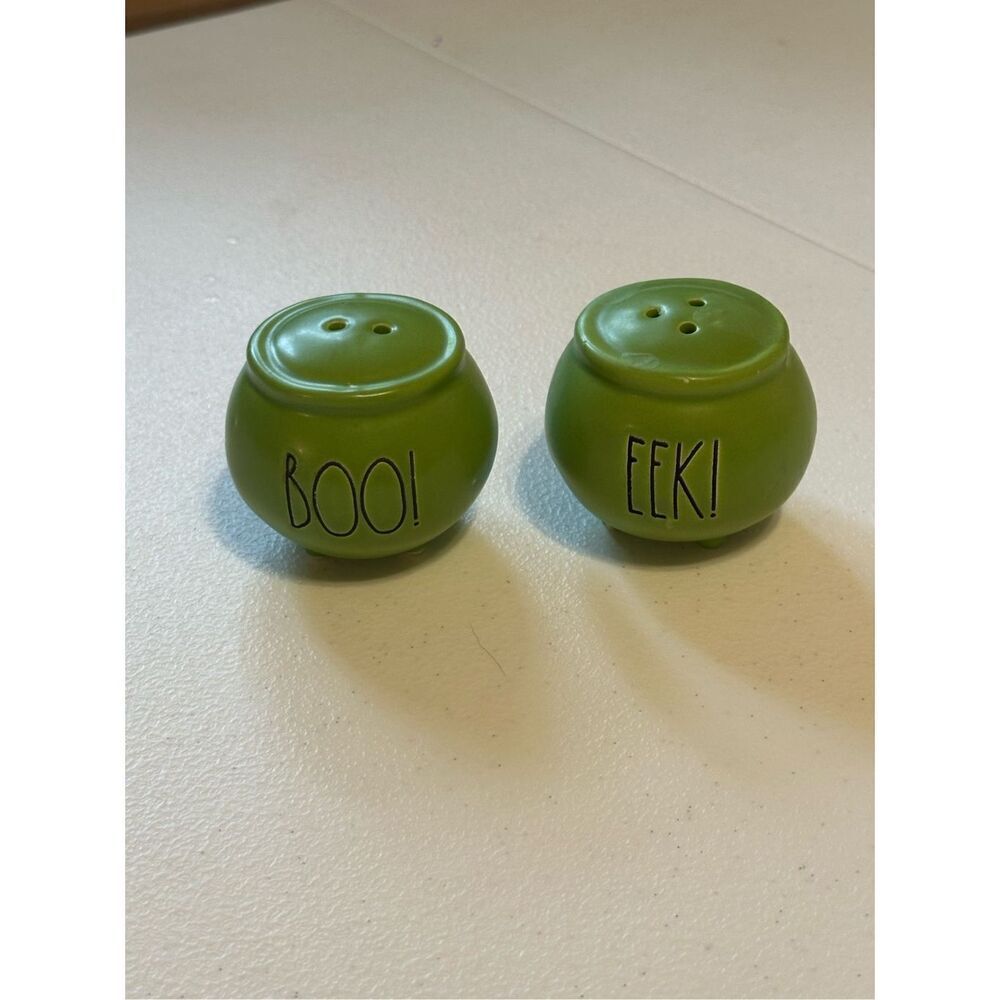 Rae Dunn Artisan Collection "BOO!" & "EEK!" Halloween Salt & Pepper Shakers